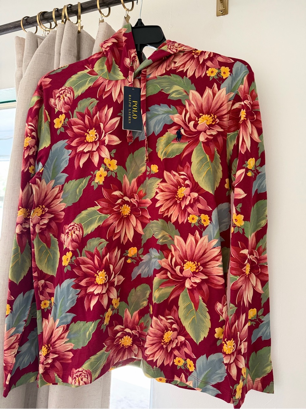 Polo Ralph Lauren Red Floral Hoodie / Mens / Size Medium